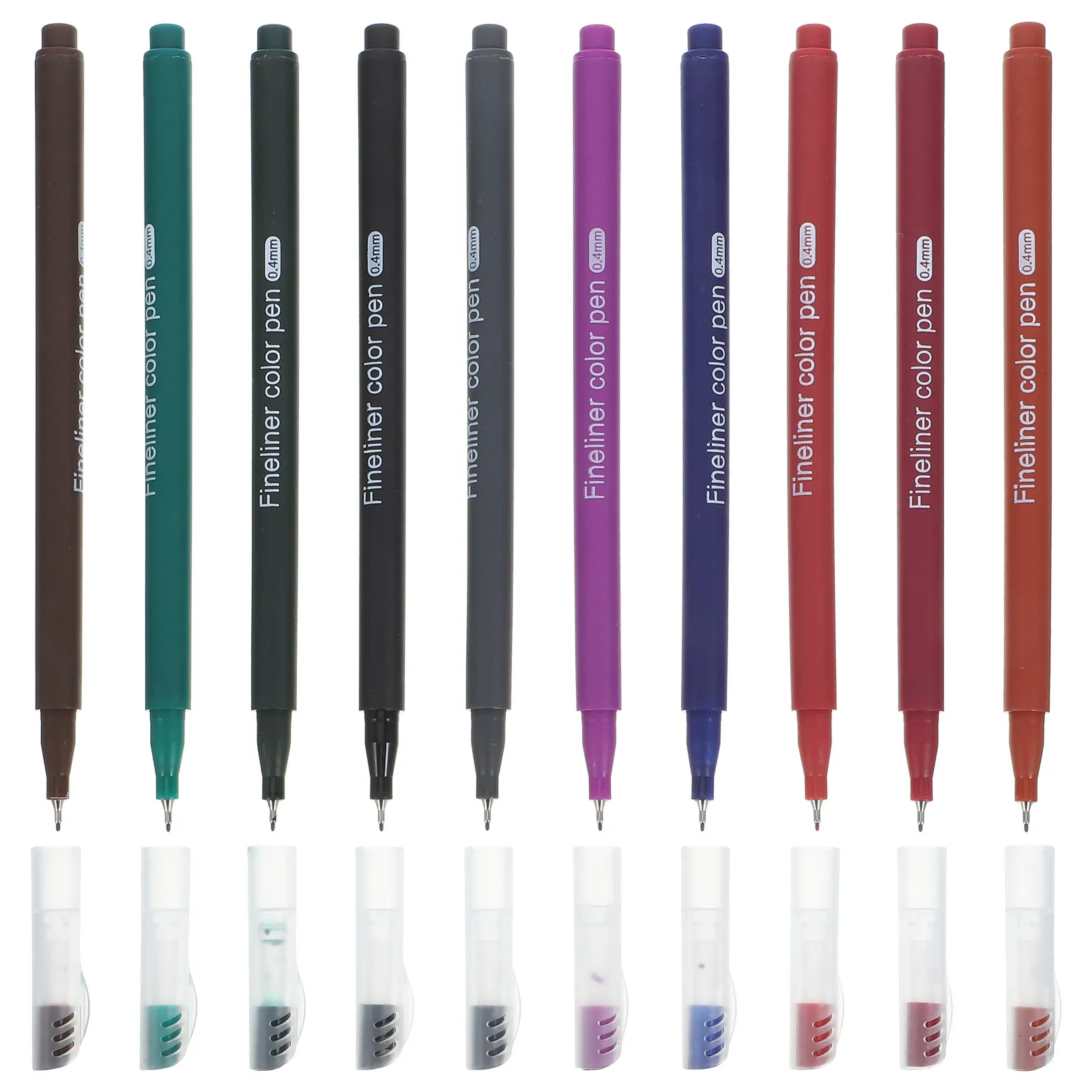 

10Pcs Quick Dry Colored Fiber Pens Compact Portable Fine Point Colored Scrapbook Pens for Adult Coloring Books Drawing Markers