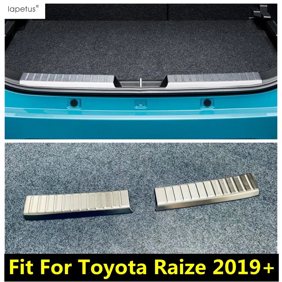 

Rear Trunk Bumper Door Sill Foot Step Plate Panel Protector Cover Trim Stainless Steel Accessories For Toyota Raize 2019 - 2021