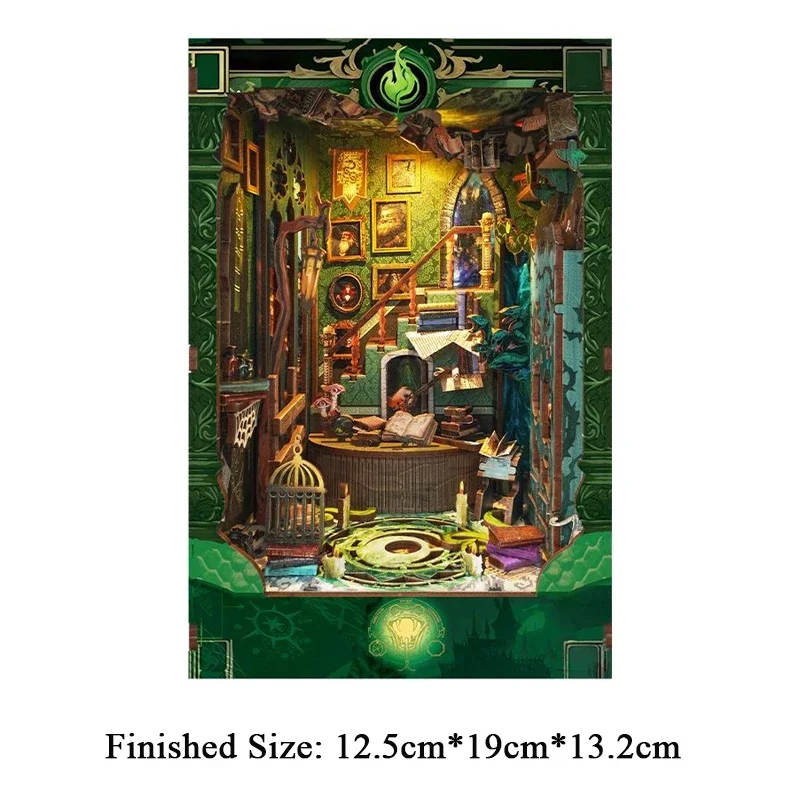 

The Snake House Figurines DIY Wooden Book Nook Miniatures Bookend Handmade Bookshelf for Friends Xmas Gifts Home Decor Crafts