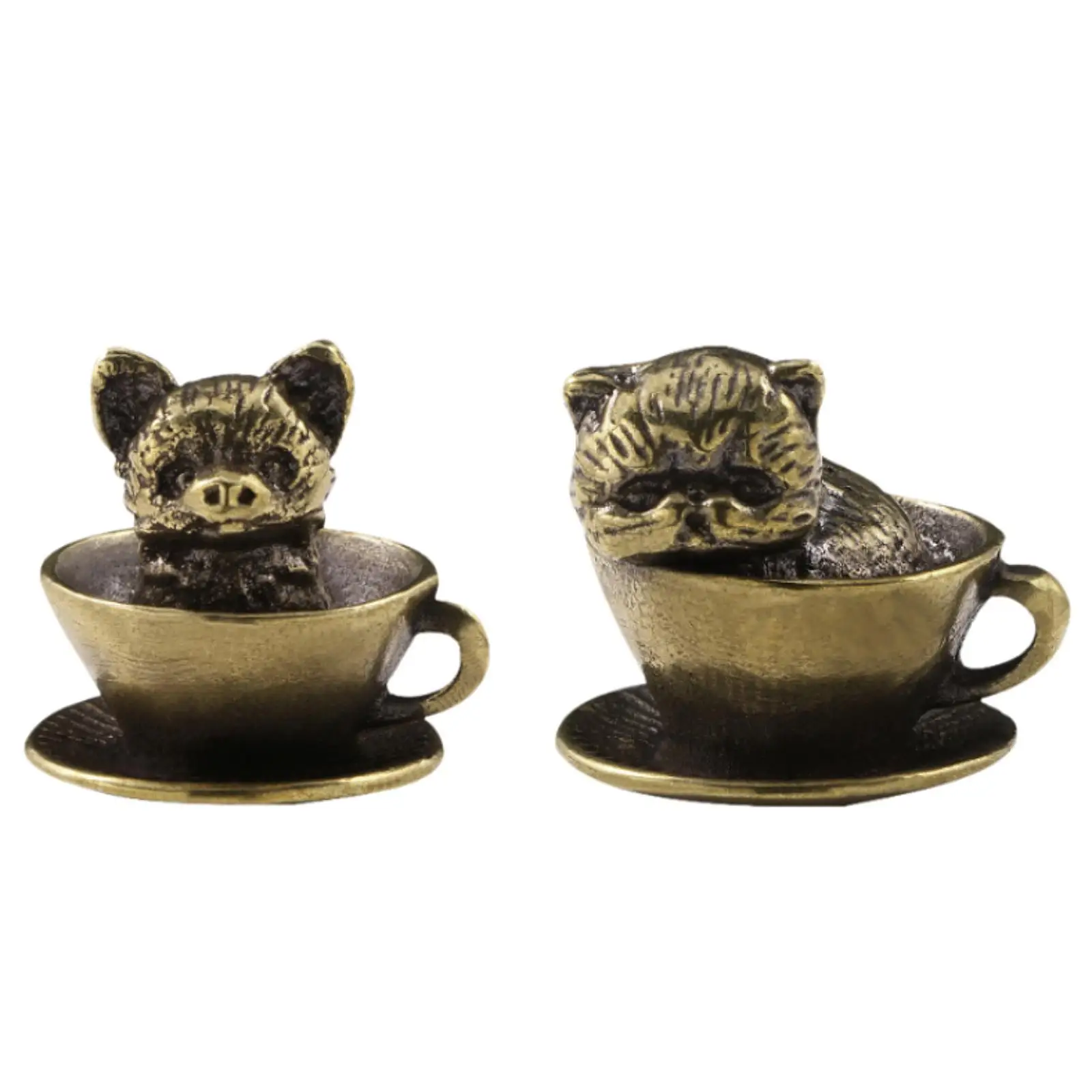 Coffee Cup Pet Ornament Feng Shui Statue for Tea House Living Room Desktop