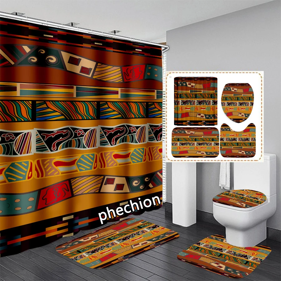 phechion Australian pattern Image 3D Print Shower Curtain Waterproof Bathroom Curtain Anti-slip Bath Mat Set Toilet Rugs VR303