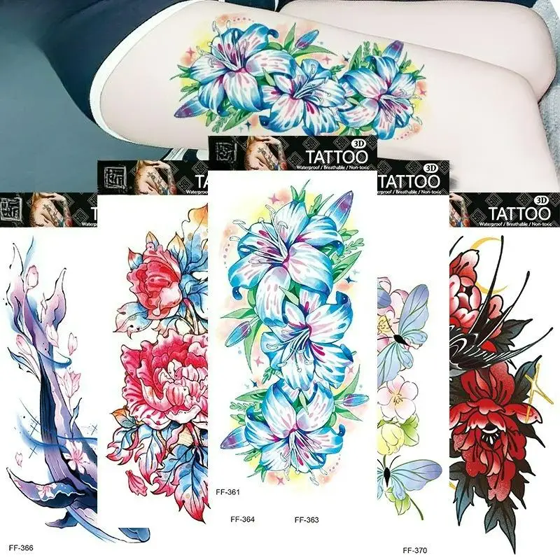 

Black flower skeleton animal Temporary Tattoos,Tattoo Stickers,Waterproof Long-Lasting,Fake Tattoo,body art for Women