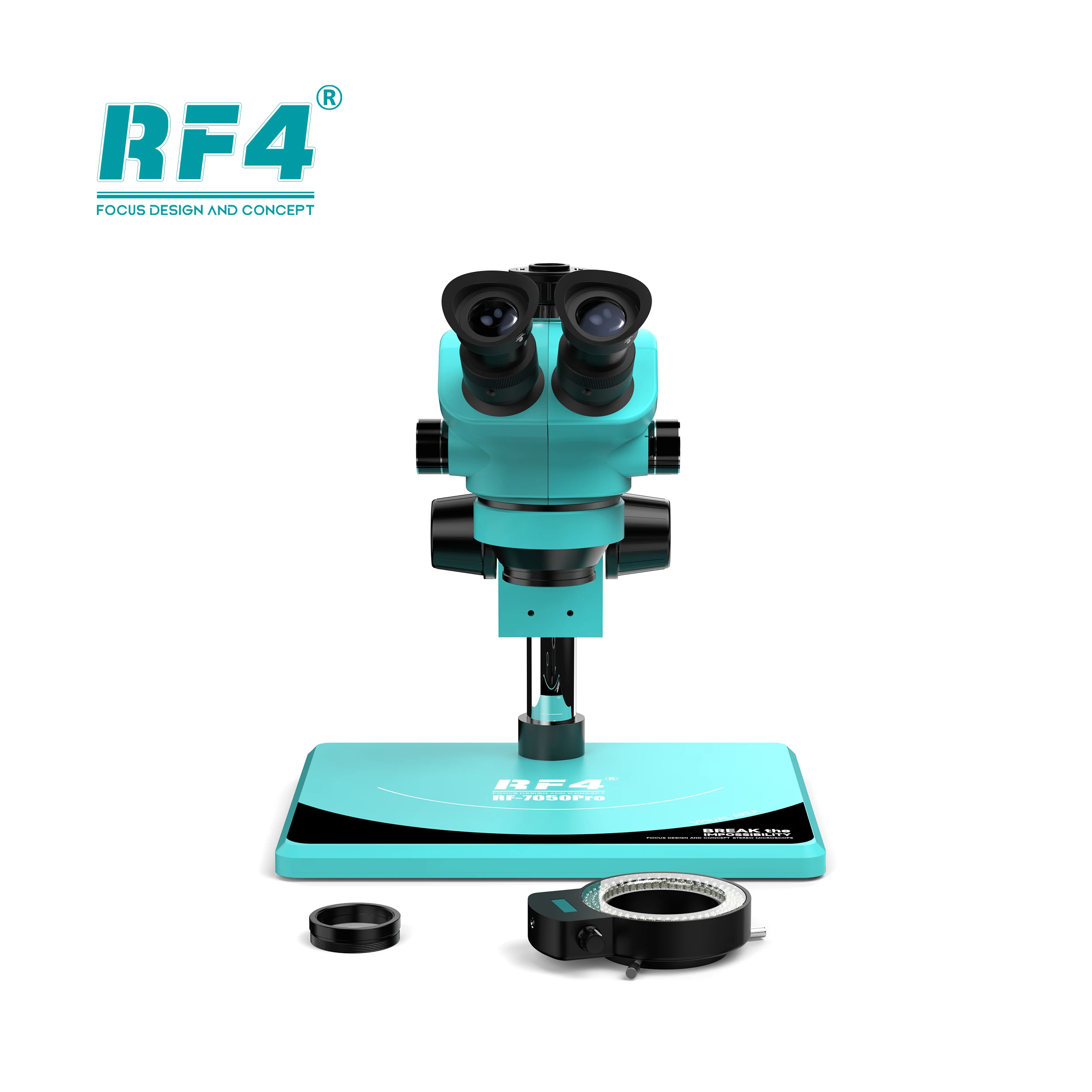 RF4 New Upgraded Microscope 6 Gear Accurately Lock 7-50X Magnification Zoom Triocular RF-7050PRO Has Function To Visualize Area