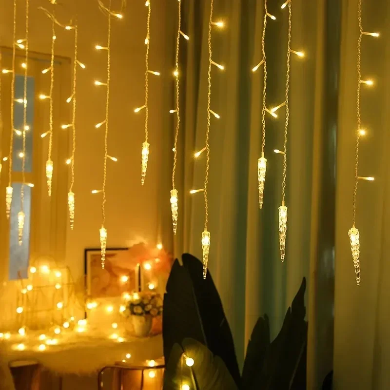 LED Cortina Icicle String Lights, Natal Guirlanda, Cachoeira, Droop Jardim, Rua, Ao ar livre, Luz decorativa do feriado, 3,5 m, 4m