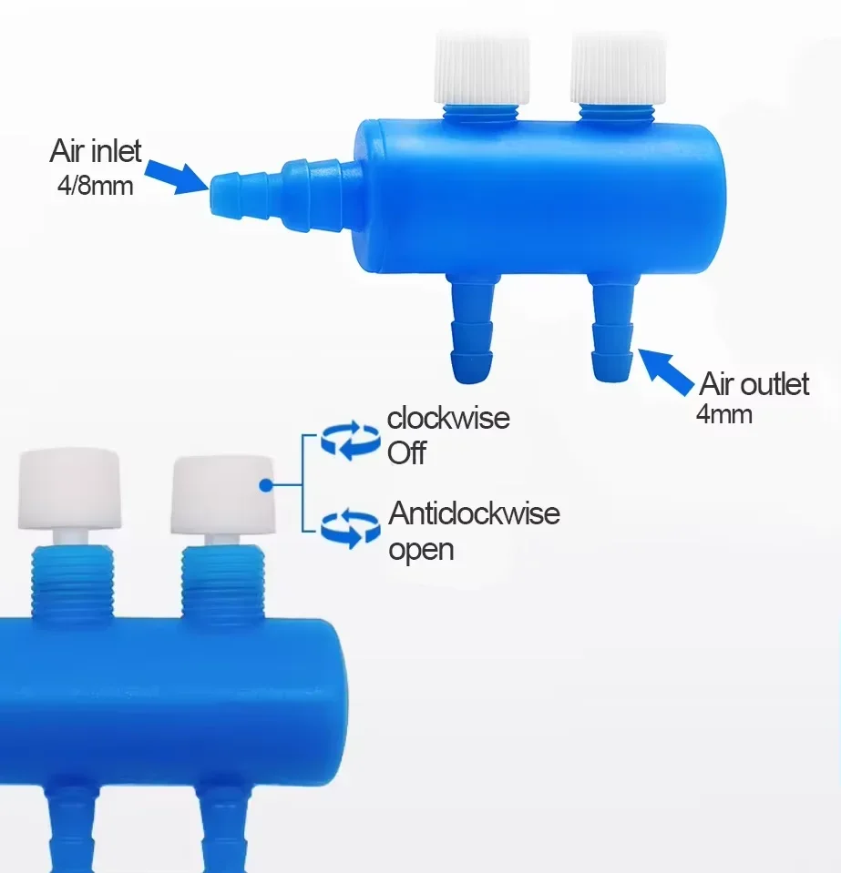 حوض السمك صمام التحكم في تدفق الهواء 2 ~ 8 رؤساء مضخة هواء خرطوم الخائن أنبوب الأكسجين خرطوم الموزعات خزان الأسماك مضخة هواء الملحقات #5