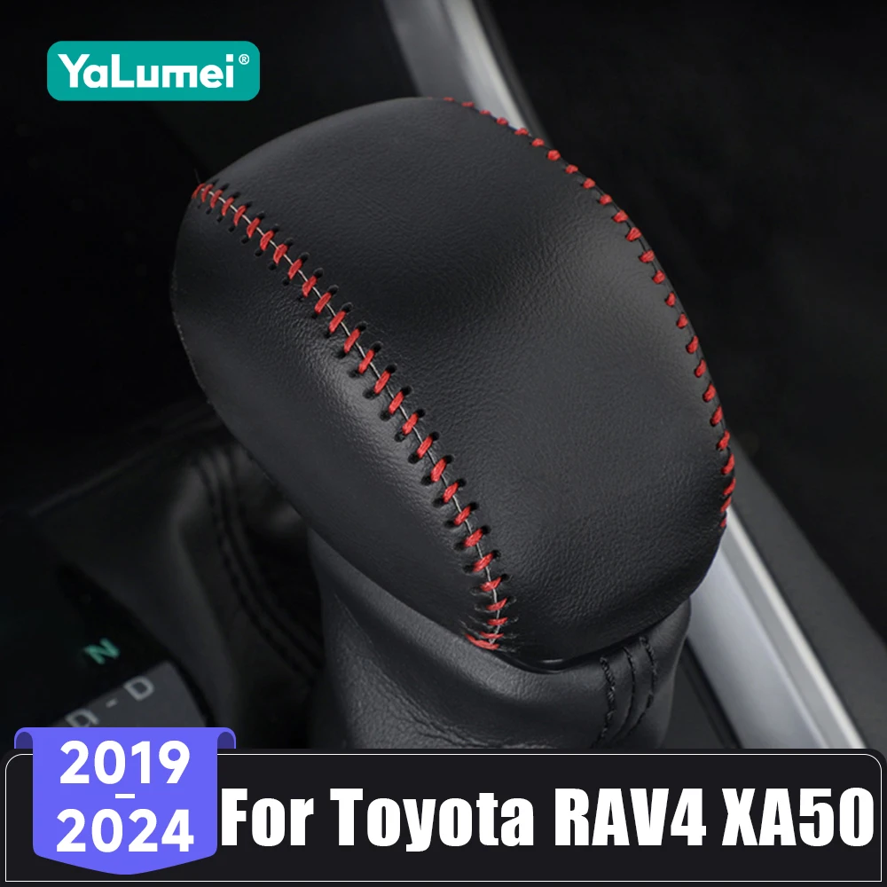 Für Toyota RAV4 XA50 RAV4 Hybrid 2019 2020 2021 2022 2023 2024 PU Leder Auto Schaltknauf Abdeckung handbremse Dekoration Mantel