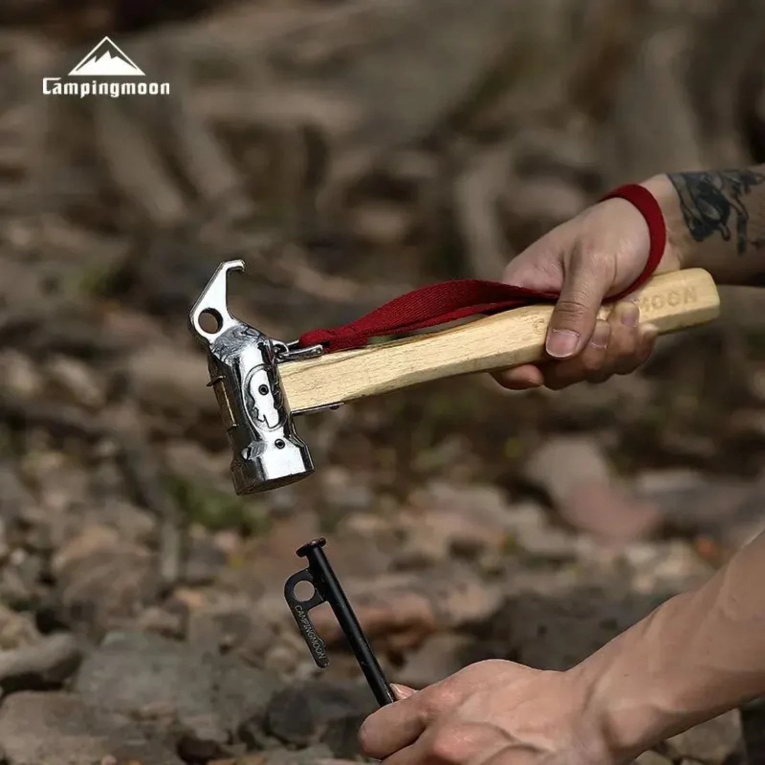 

1PCS Outdoor Multi-purpose Stainless Steel Copper Nail Puller Camping Hammer Fixed Tent Nail With Safety Rope Mini air pump Mre