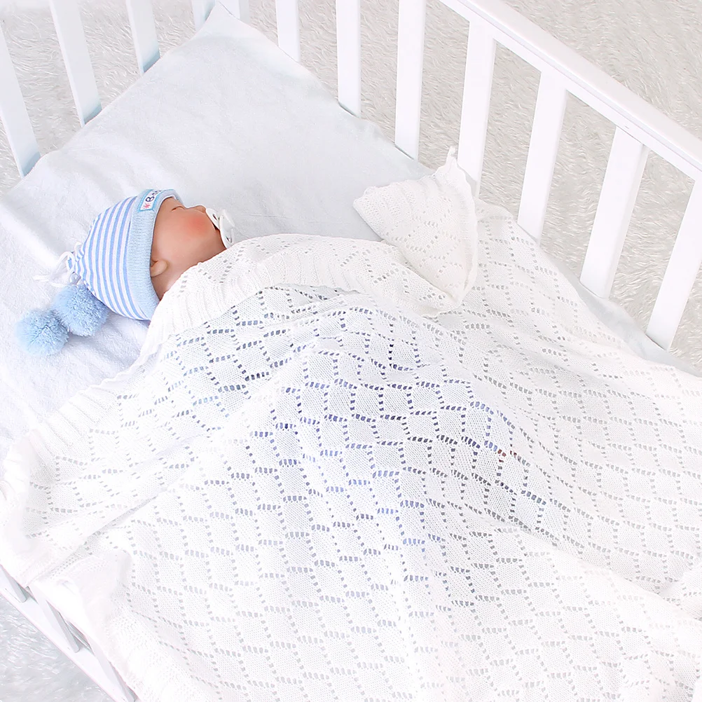 

Baby Stroller Blanket Knitted Hollowed-Out Color Autumn Winter Baby Blanket Infant Warm Windproof Cover