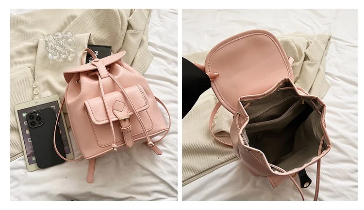 Brand Back Pack Small PU Leather Backpack Women School Bags For Teenagers Girls Luxury Backpacks 2023 new Daypack bagpack pink