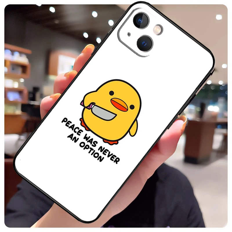 Duck With Knife Duck Cute Phone Case For iPhone 16 11 12 13 Mini 14 15 Pro Max X XS Max XR Plus Cover Bag