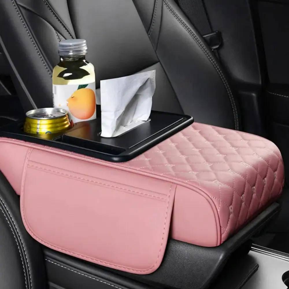 Elbow Support Car Arm Rest Cushion with Cup Holder Tissue Box Armrest Heightening Pad Side Storage Pockets Waterproof