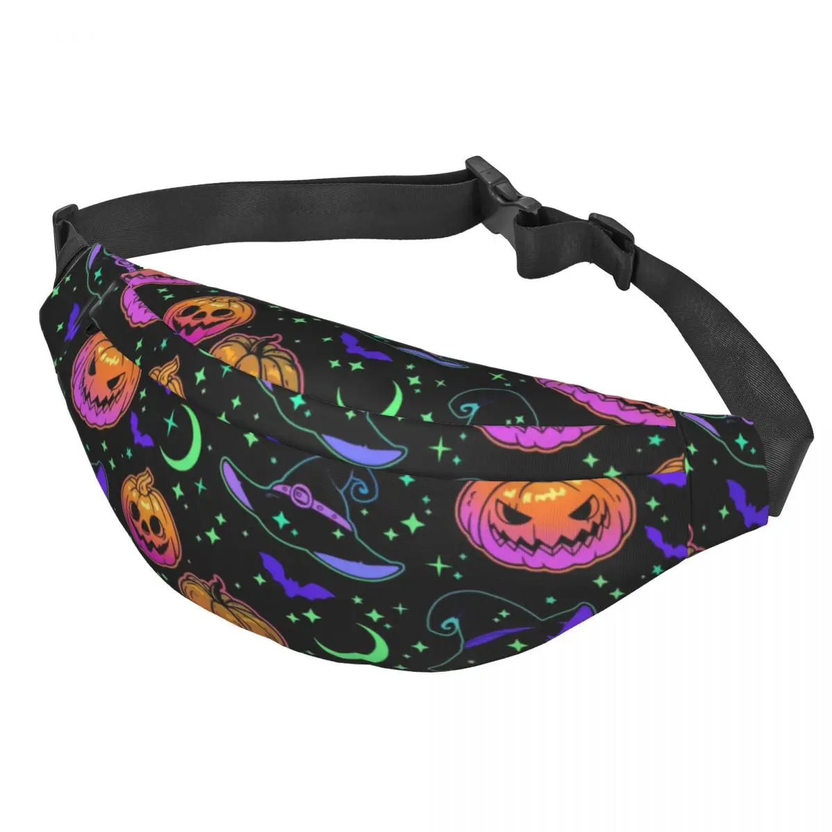 Niestandardowe Halloween Witch Pumpkin Bats Magic Mysterious Horror Fanny Pack Sling Crossbody Waist Bag Travel Hiking Phone Money Pouch