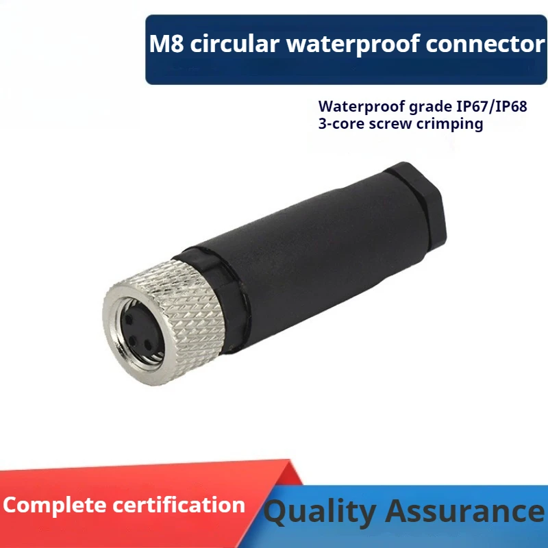 

M8 3-Pin Waterproof Connector - Straight Female Plastic Aviation Plug (Screw Terminals)