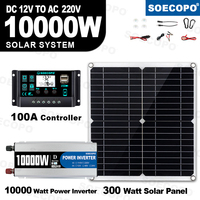 10000W Solar System Complete Set Dual USB Inverter 220V 300W Solar Panel 100A Controller for RV Camping Home Backup  CE FCC