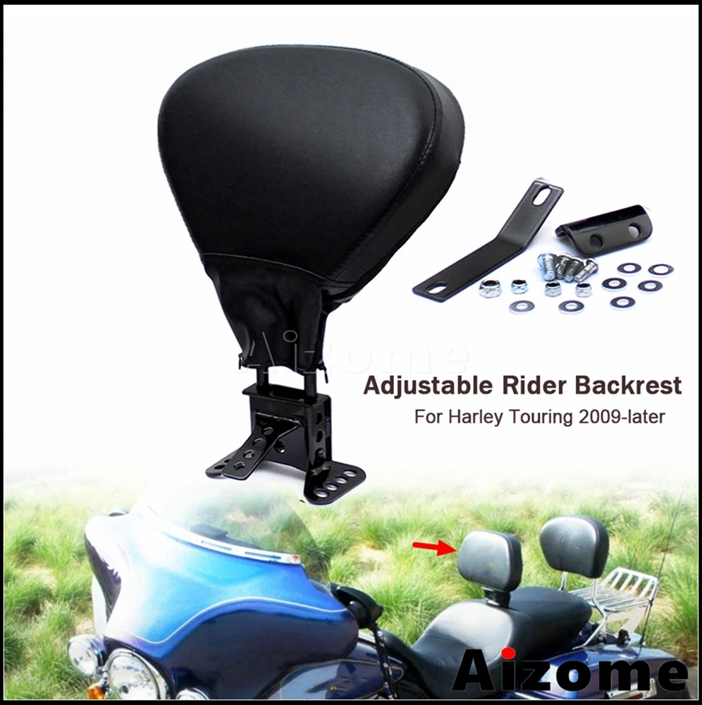 Motorcycle Rider Backrest Adjustable Sissy Bar Driver Back Rest For Harley Touring Road King Ultra Classic Electra Glide 2009-up