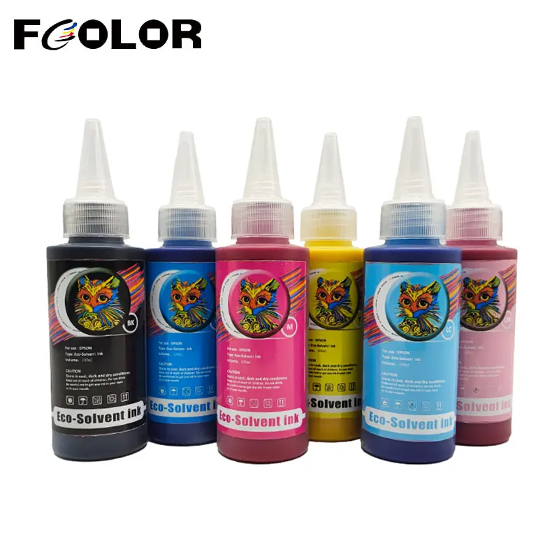 

Fcolor 100ML 250ML 6 colors Eco-Solvent Ink Set For Epson DX5 DX6 Printhead Eco Solvent Ink Indoor Wallpaper Poster Printing