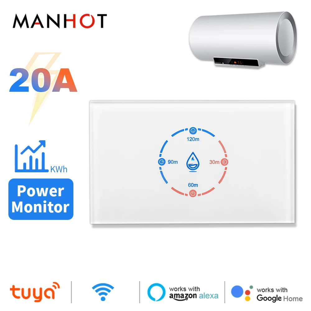 Tuya WiFi Boiler Switch 4400W US Standard Smart Water Heater Israel Switch Smart Life App Control Work with Alexa Google Home