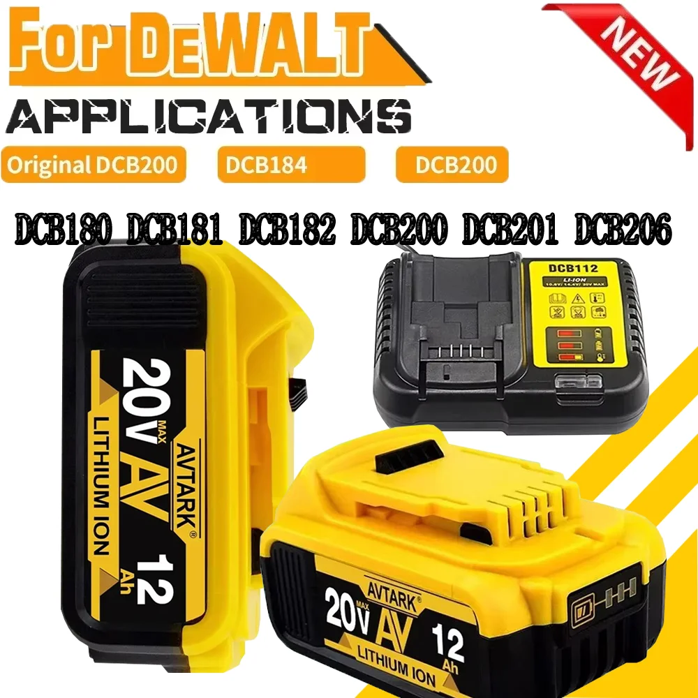 Genuine 18V/20 Volt MAX 6.0Ah 8.0Ah DCB200 Replacement Li-ion Battery for DeWalt DCB205 DCB201 DCB203 Power Tool Batteries