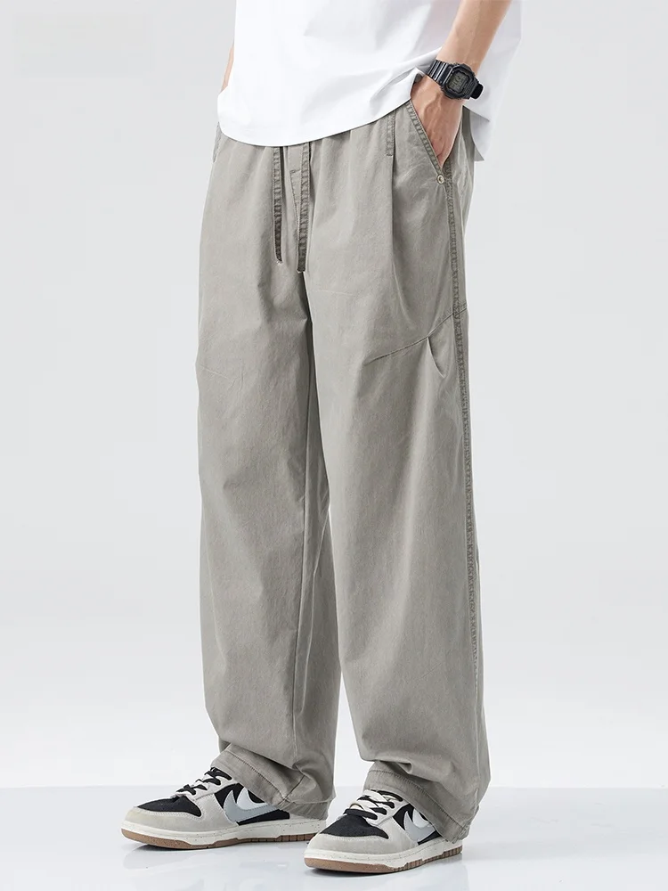 

Американские рабочие брюки в стиле ретро, мужские летние новые трендовые свободные прямые длинные брюки, мужские широкие повседневные брюки, модные молодежные брюки