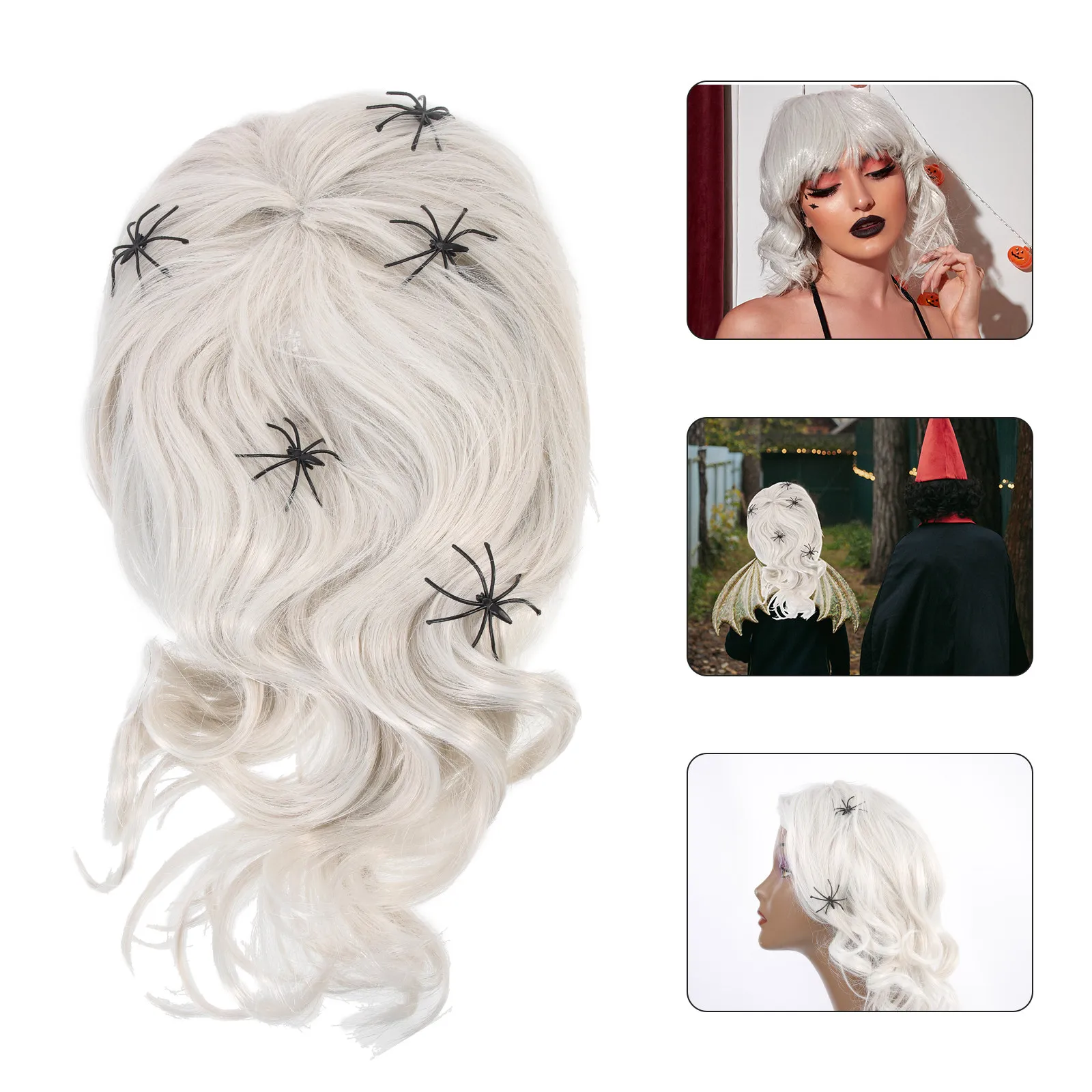 

Набор из 1 шт.: Волнистый синтетический парик-паук средней длины для Хэллоуина, косплея, костюмированных вечеринок, аксессуар для волос