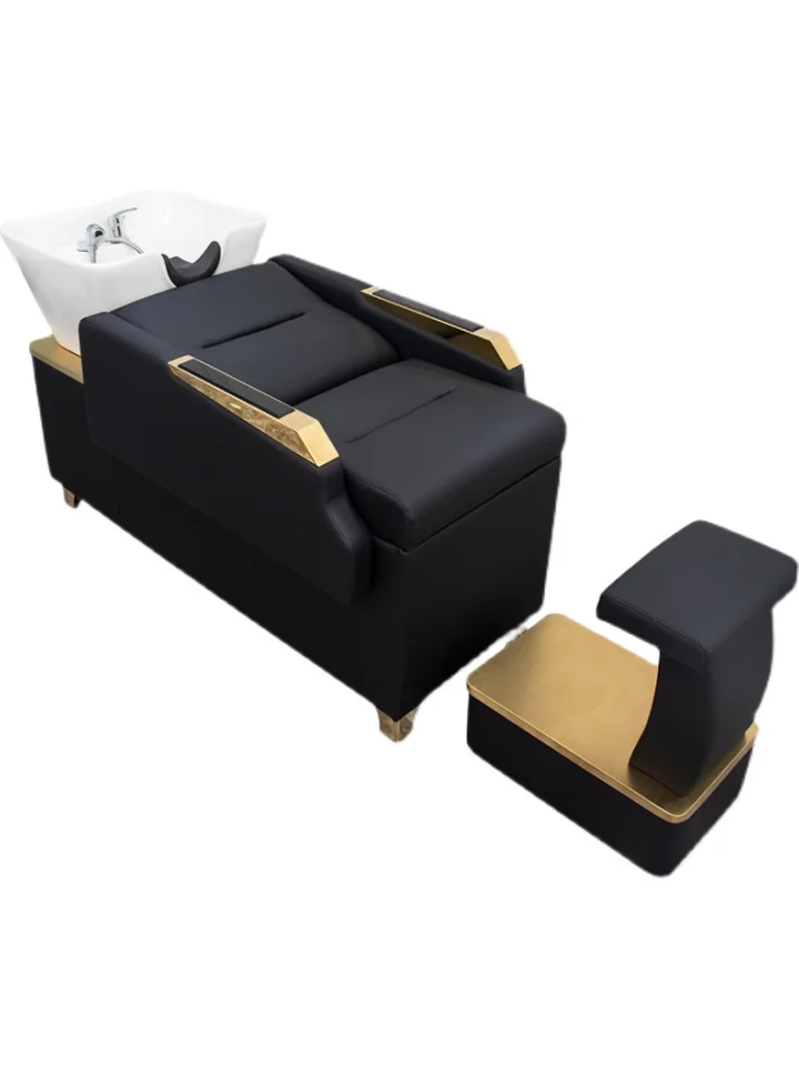 Cama champô para cabeleireiro, Bacia cerâmica especial, Cama de massagem elegante e simples