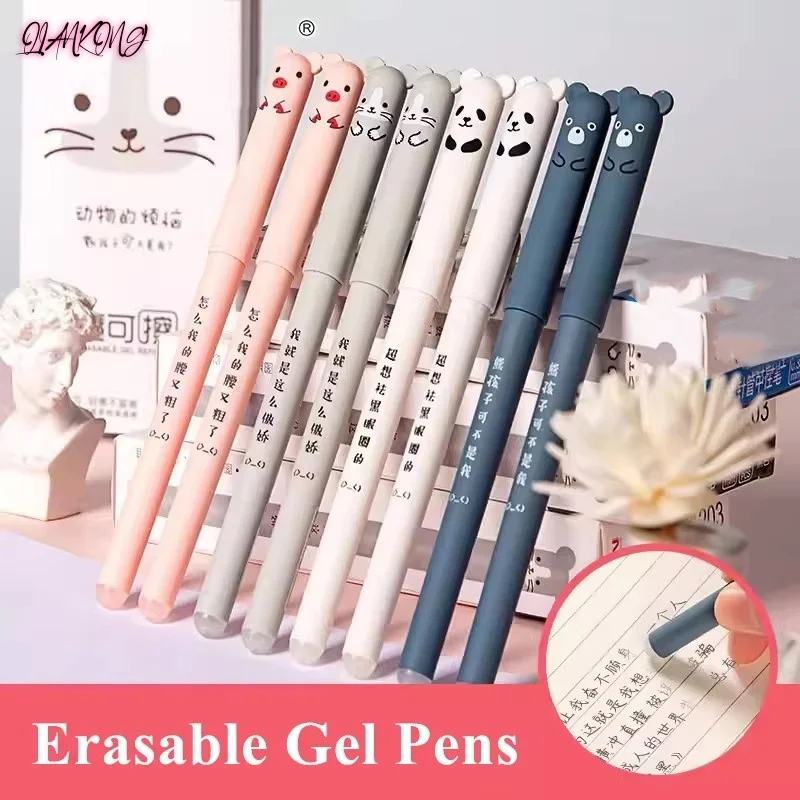 26 Pcs/Set Kawaii Animal Erasable Gel Pens 0.5 mm Waterproof Blue/Black Gel Ink Stationery School Supplies Office Student