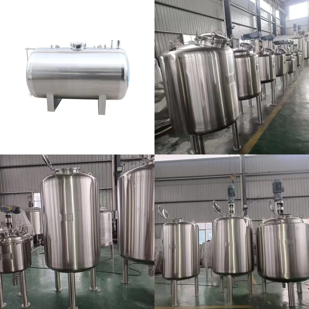

1000L Olive Oil Chemical Container for Horizontal Stainless Steel Storage Tank Single Layer Vessel Food Grade Industrial