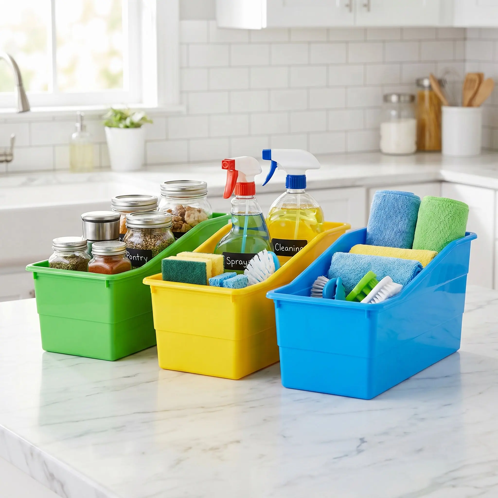 6Pcs Colorful Stackable Plastic Classroom Storage Crates Bins Organizer for Books Stationery Teacher Supplies Stackable Basket