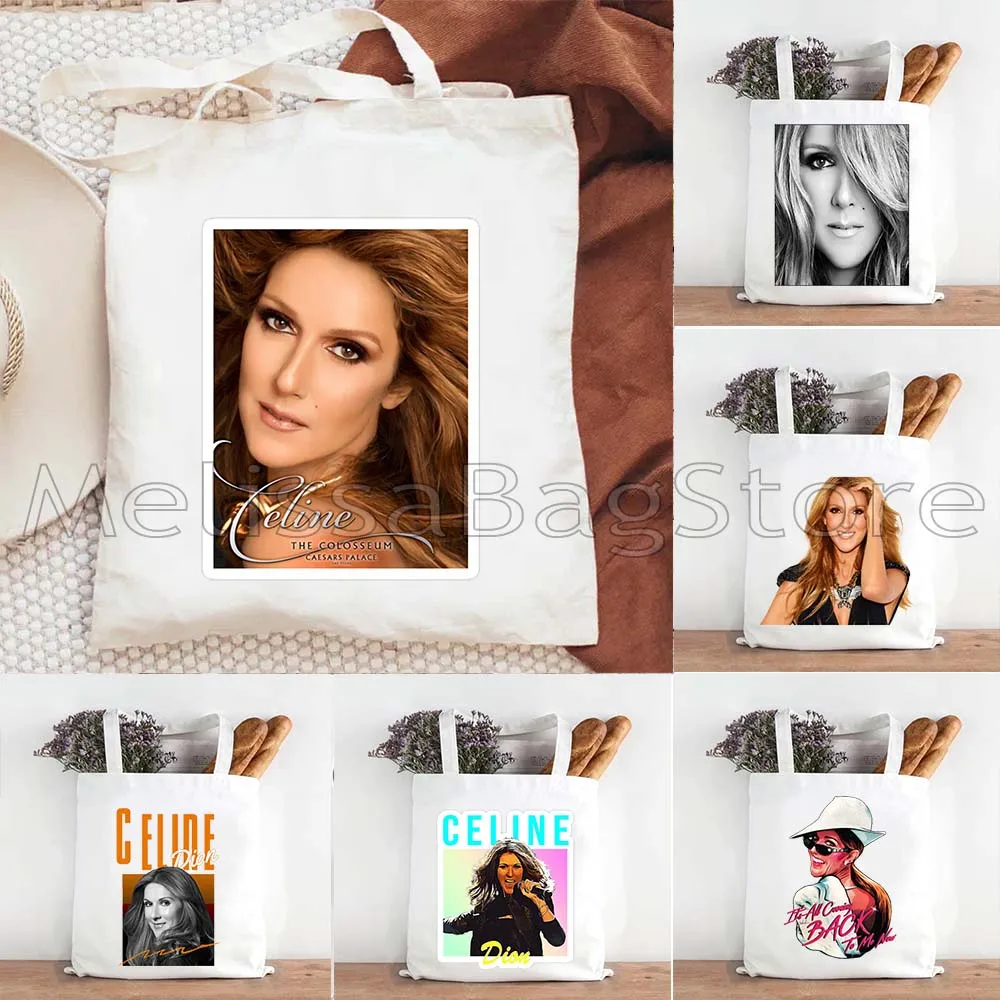 

Celine Dion Music Singer Poster Pop Art PORTRAIT Fan Cute Gifts Canvas Shoulder Tote Bag Cotton Shopping Bag Shopper Handbag