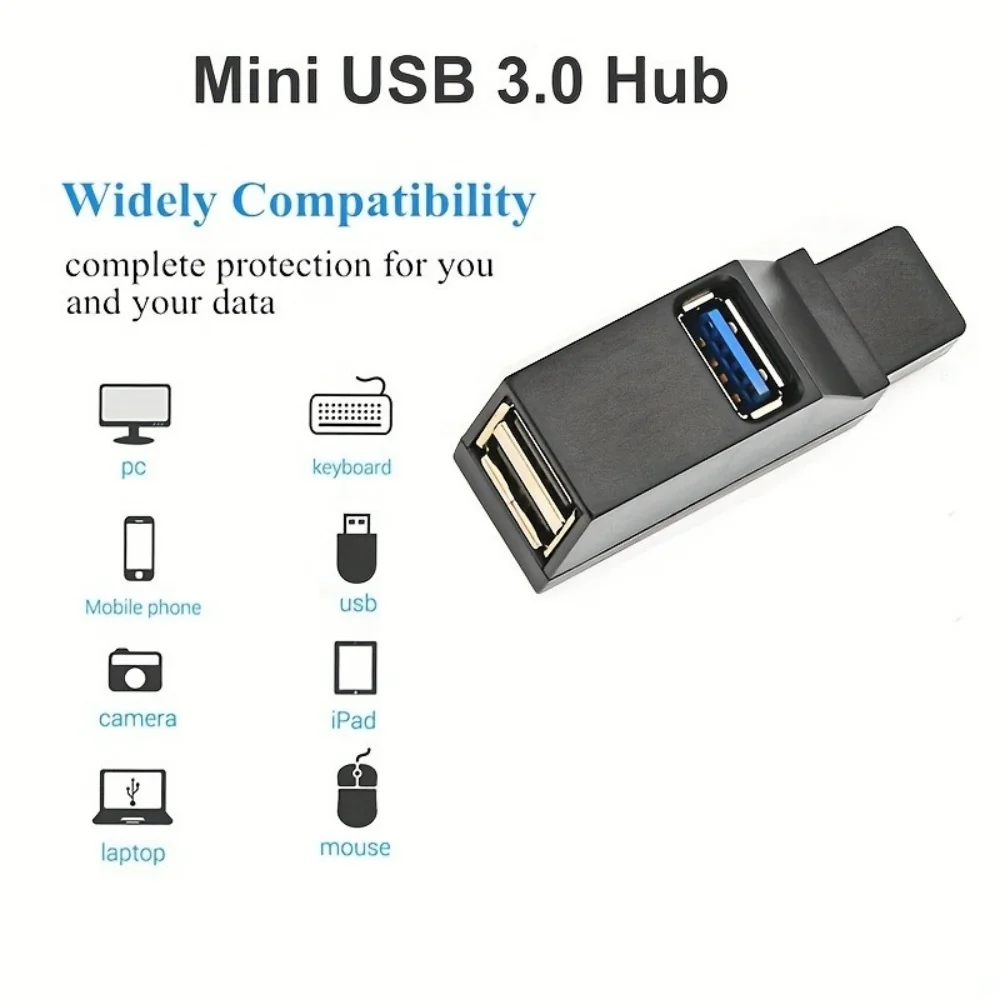 USB 3.0 Hub 1 to 3 Ports High Speed Splitter Extender Adapter Mini Box for PC Laptop U Disk Card Reader USB 2.0 Compatible