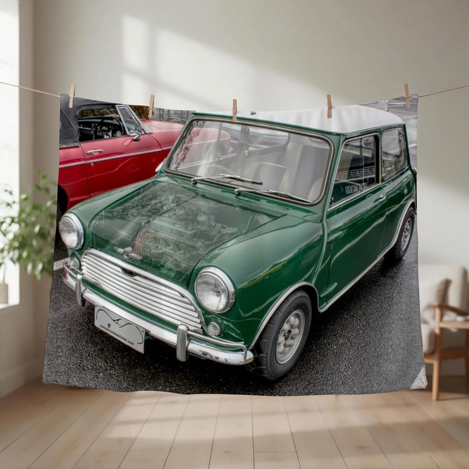 Coffee n Classics Misted bonnet Morris Mini Cooper Throw Blanket Shaggy For Decorative Sofa Luxury Extra Large Throw Blankets