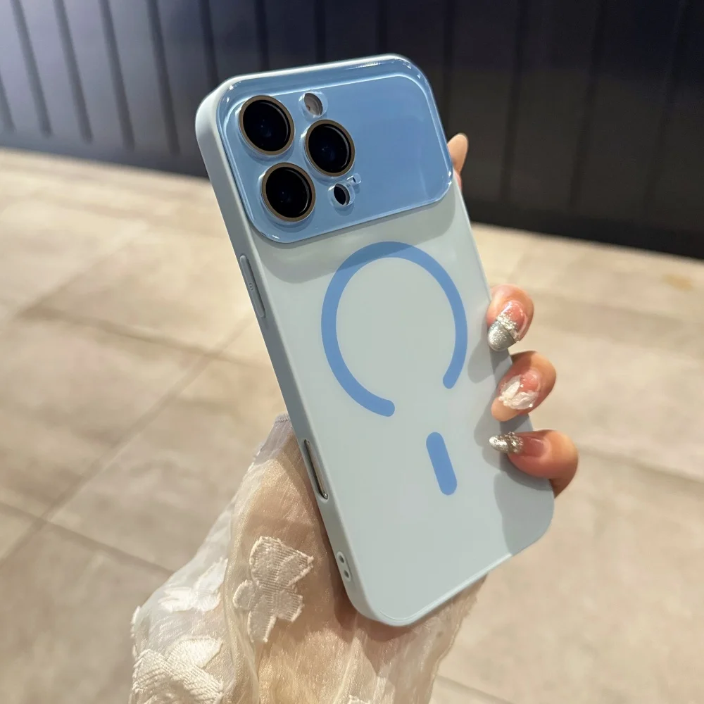 Popular Candy Color Large Window Shockproof Case For iPhone 17Air 16 15 14 13 12 Pro Max Wireless Charging Fall Prevention Cover