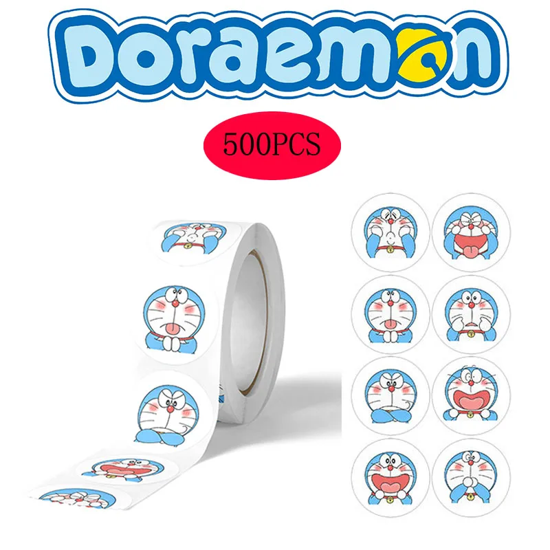 New 500PCS Doraemon Toys Stickers Cartoon anime figure image DIY Children's Reward Envelope Sealing Sticker cup trunk decoration