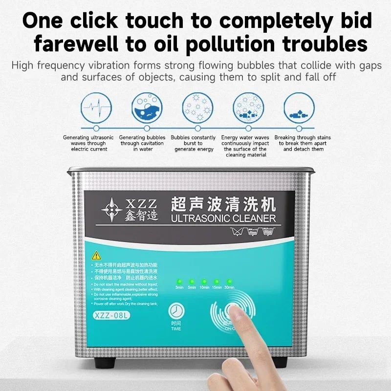 XZZ Ultrasonic Cleaner Machine 0.8L For Phone Rear Camera Motherboard CPU Glass Jewelry Watch Dust Stains Ultrasonic Clean Bath