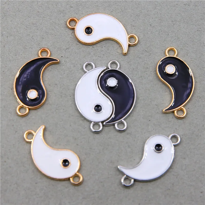 3sets(6pcs) 21*10mm  Color Yin Yang Taiji Gossip Charms Jigsaw Puzzle Pieces Pendant For DIY Handmade Jewelry Making Accessories