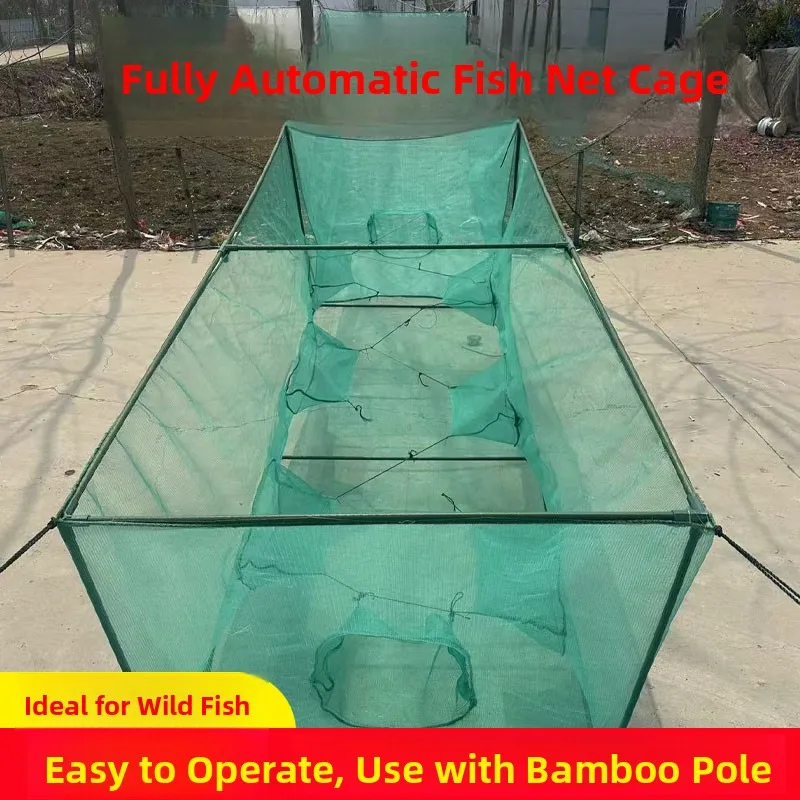 automatic-fish-net-cage-only-in-not-out-for-carp-catfish-aquaculture-pond-special-fishing-gear-white-strip-bass-trout-trap