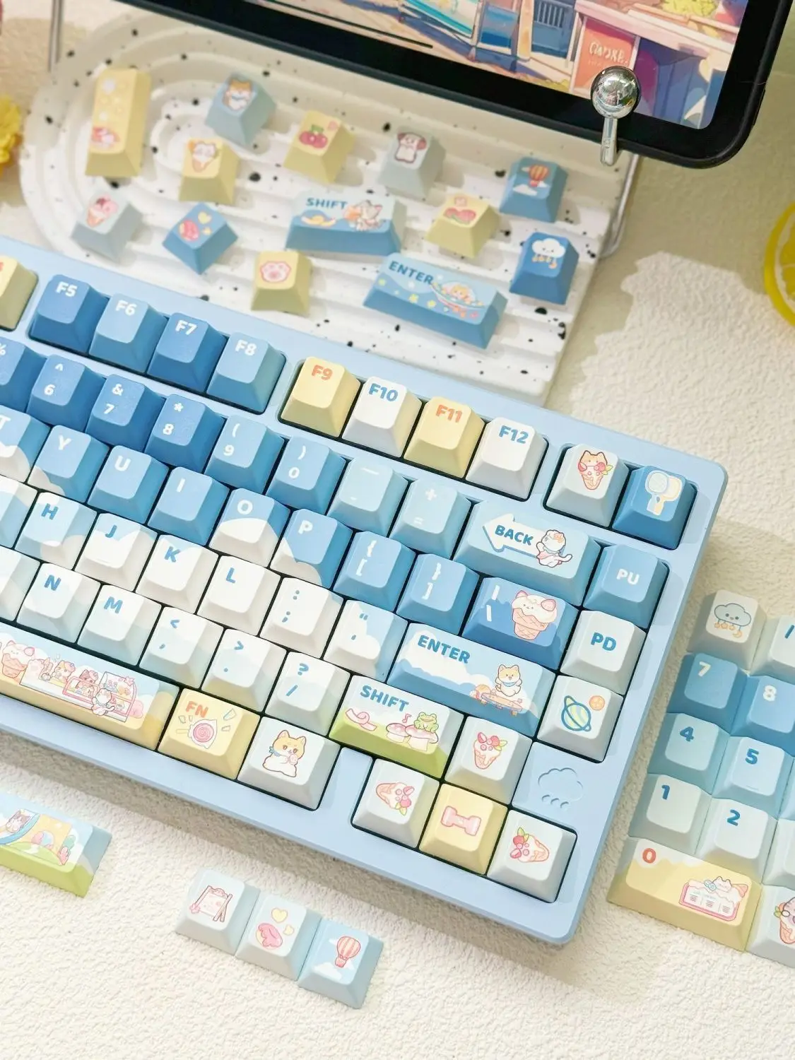 Kitten paradise keycap original height 133 cute personalized keycap girls universal keyboard cap pbt material