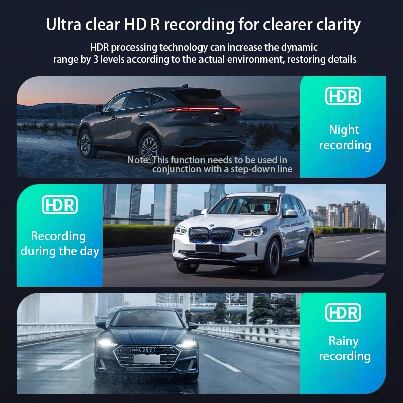 4Inch Ips 3Lens Car Dvr Dash Cam HD 1080P Front Inside Rear View Video Recorder Loop Recording Vehicle Black Box  Assecories