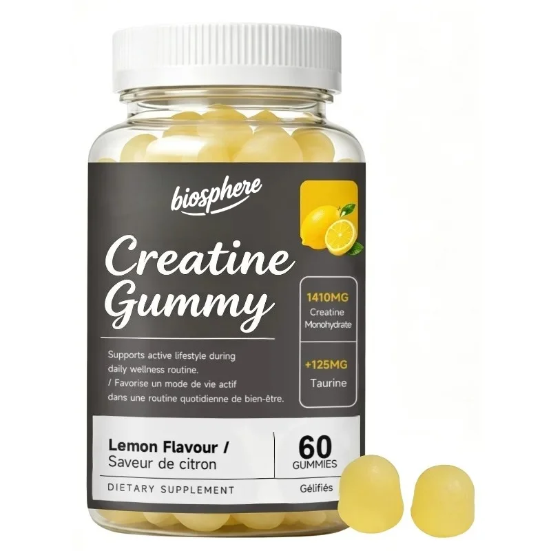 Creatine supplement 1410mg containing taurine 125mg lemon flavored gummies - energy health support
