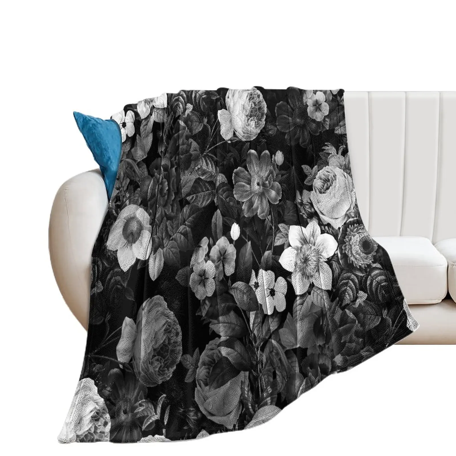 

Black and White Garden Throw Blanket Retros Sofa Quilt Luxury Designer Blankets