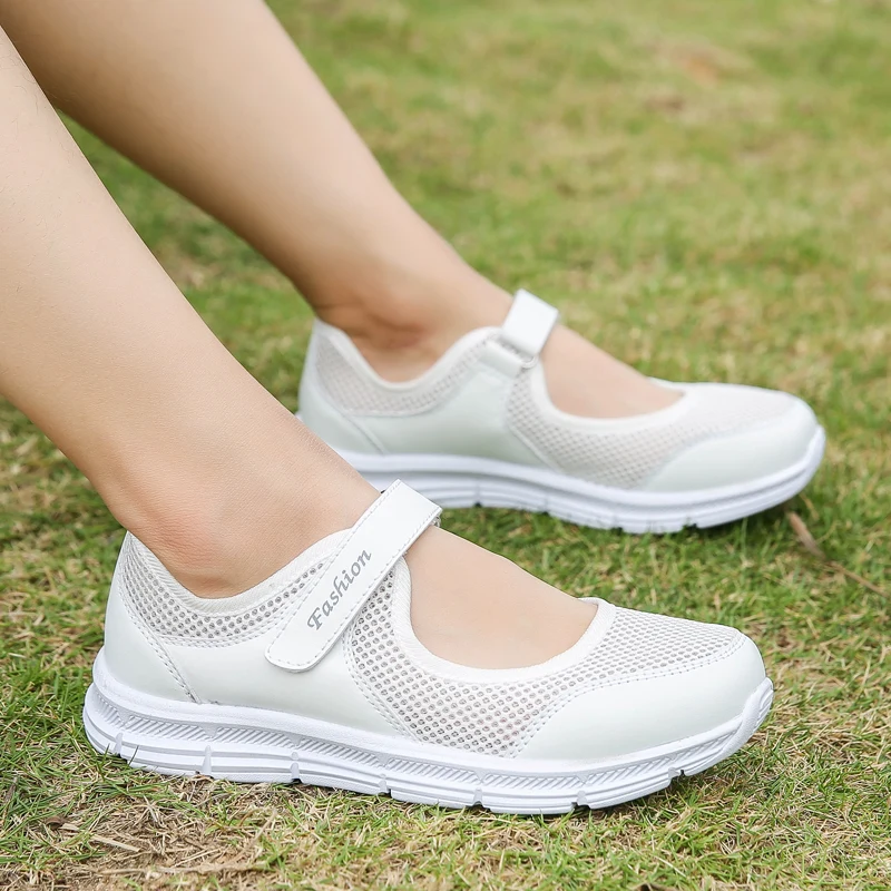 Sommerliche Damen-Freizeitschuhe, weiche und leichte Sportschuhe, Damen-Wanderschuhe, atmungsaktive Reiseschuhe mit flachem Boden S – Detail 2