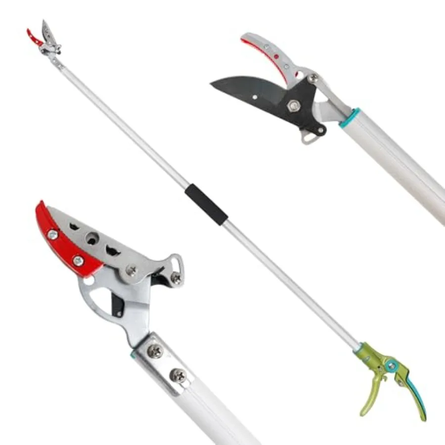 

Cut and Hold Pole Pruner 4.2 FT Lightweight Fruit Picker with 180° Rotating Handle SK5 Steel Blade Cuts up to 1/2 Inch Long Rea