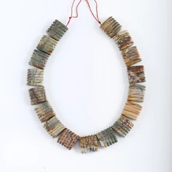 One Strand Natural Multi-Color Picasso Jasper Gem Stone Beads For Jewelry Making Square Loose Spacer Beads DIY Accessorie