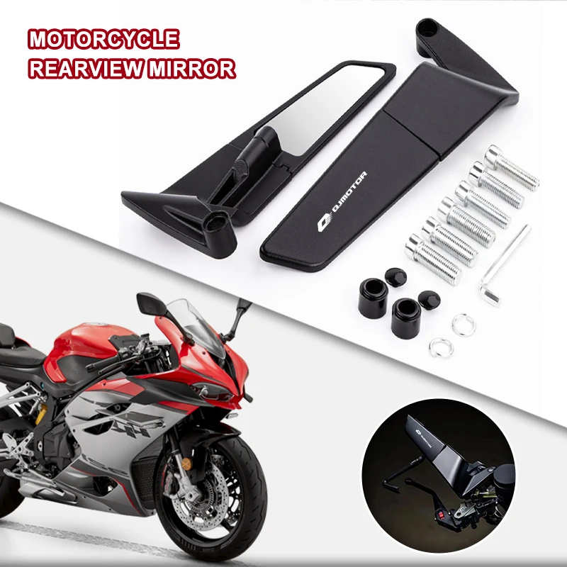 CNC Motorcycle Mirror Wind Wing side Rearview Reversing mirror For QJMOTO QJ SRT 800 800X 800SX 800SRT SRT 800X 800 LOGO