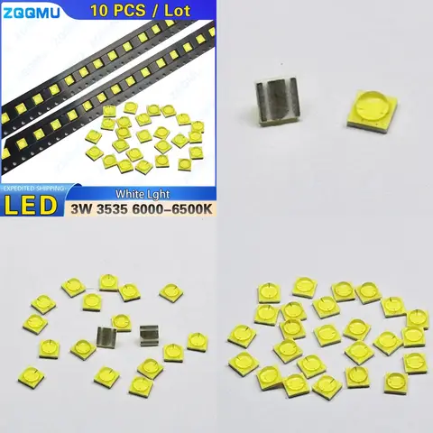 10 pcs 3W 3535 LED Chip 6000K 7000K White Light 45mil High Brightness High Power LED Beads Ceramic Base for Lighting Replacement