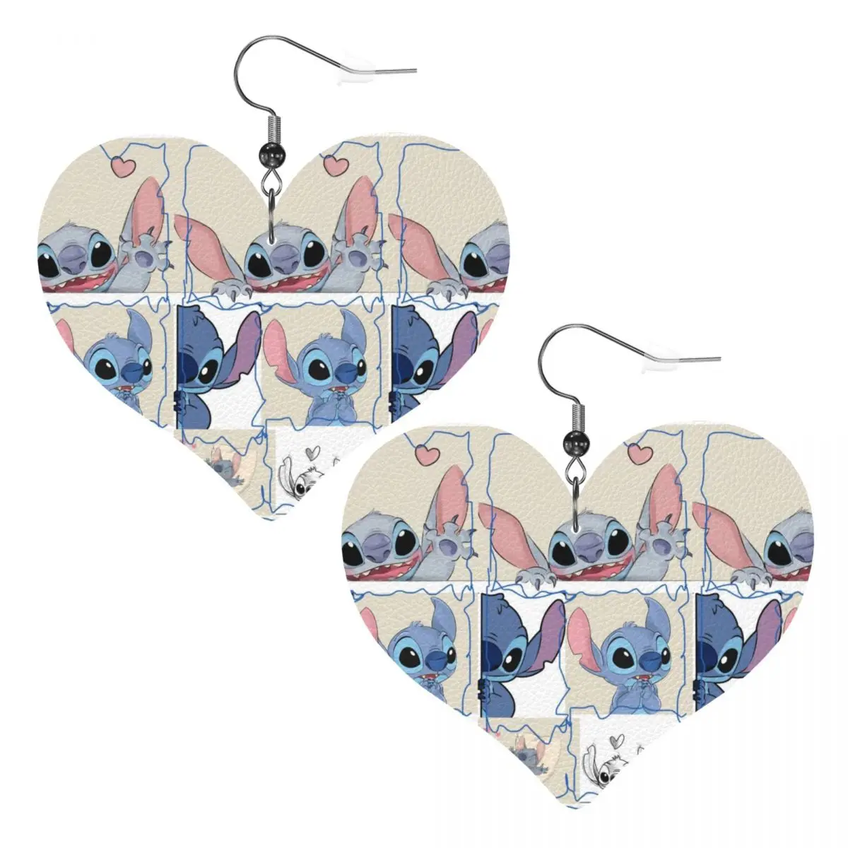 

Custom Drop Dangle Earrings Stitch Manga Anime Leather Teardrop Earrings PVC Leather for Gifts Dainty Jewelry