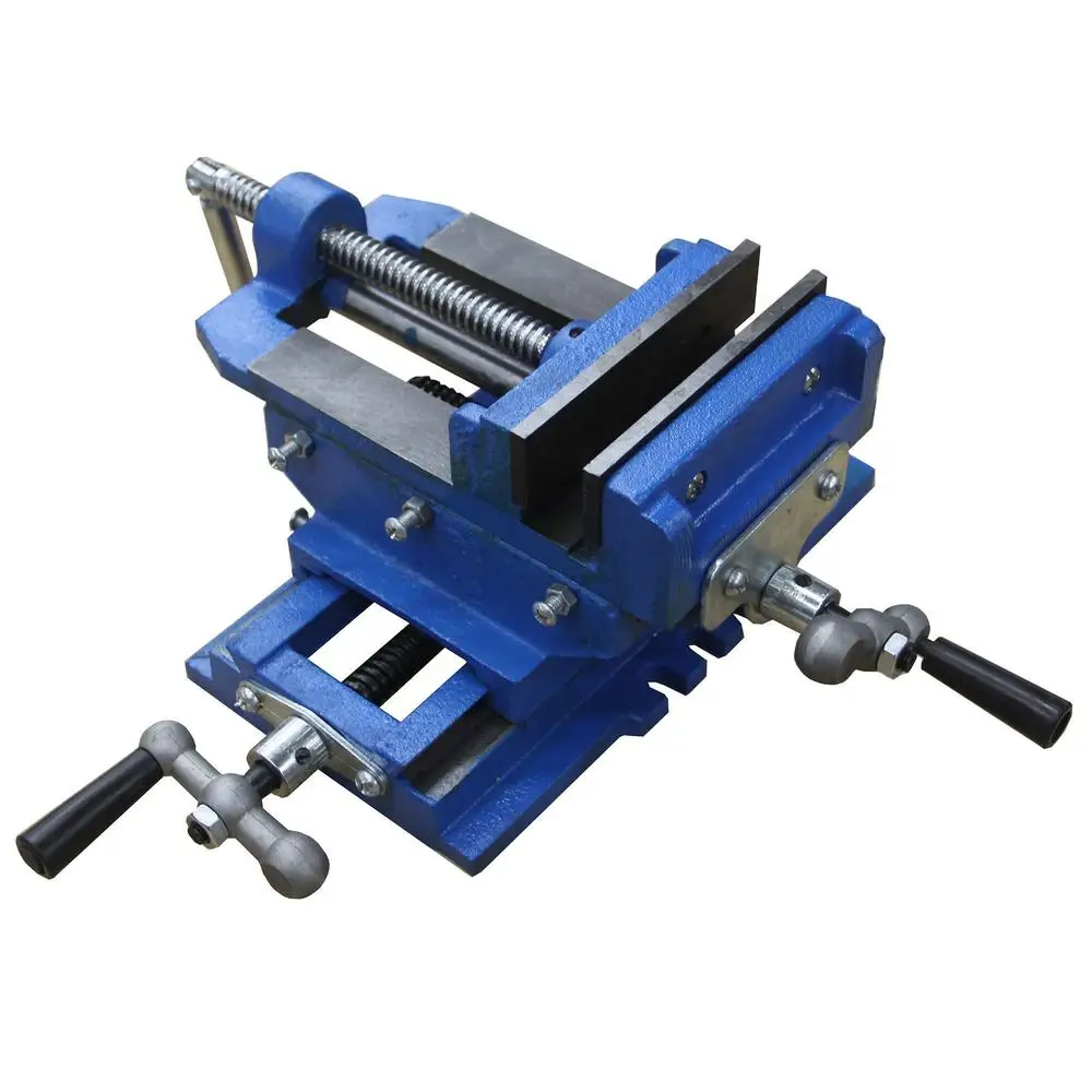 2 Way 4 Inch Drill Press X-Y Compound Vise Cross Slide Mill Durable Cast Iron Construction Precision Jaws Swiveling Handles