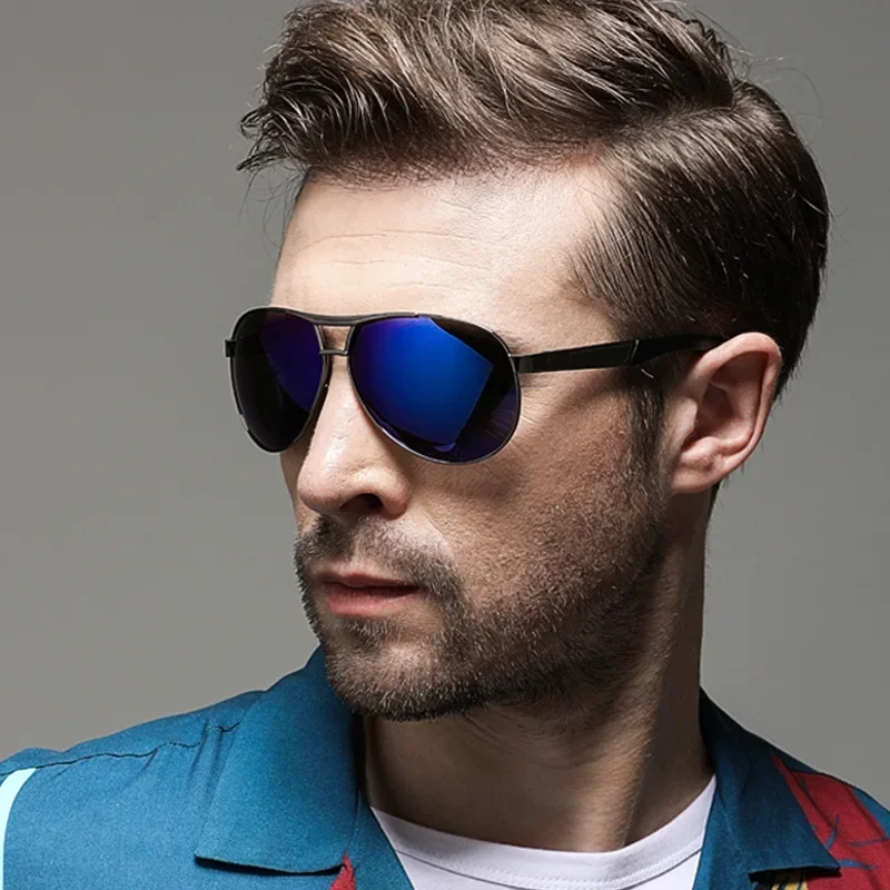 Classic Vintage Men Round Frame Spring Leg Polarizing Sunglasses Driving Male Sun Glasses Colorful Eyewear Oculos De Sol UV400