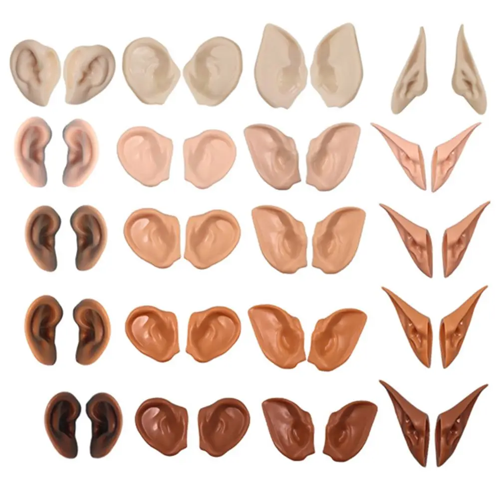 1Pair Doll 1/6 Elf and Human Plastic Ear White Natural Tan Dark and Super Dark Skin for 30cm Blyth Doll DIY Accessories Gift