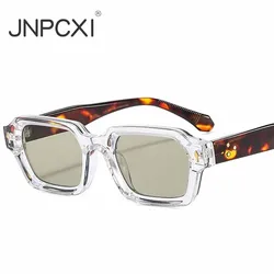 JNPCXI Fashion Square Men occhiali da sole Tea Gradient Shades donna Retro rivetti occhiali da sole bicolore UV400